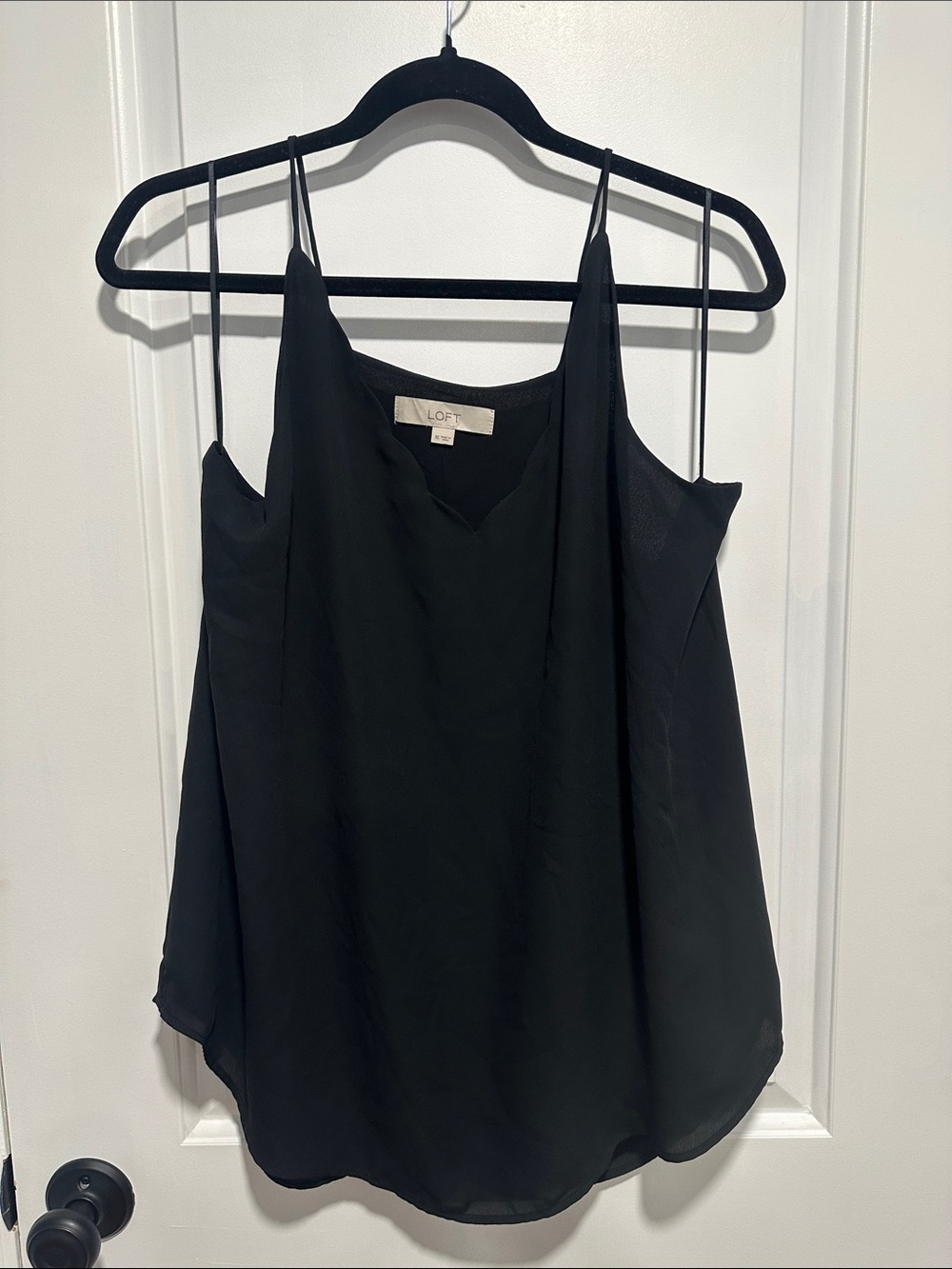 LOFT Black Double Spaghetti Strap V-Neck Camisole